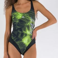 Aquarapid - Women's Swimsuit Aljoy Black/Fluo Green
