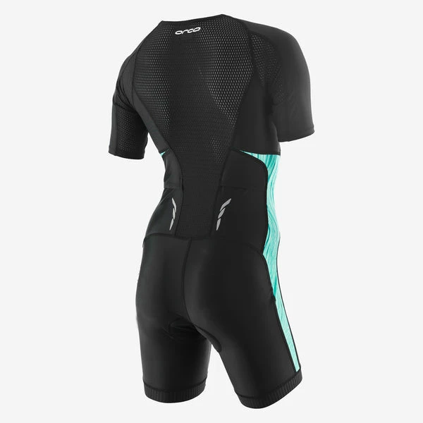 Orca - Womens Trisuit Core Short Sleeved Racesuit Black/Green 4 Orca - Womens Trisuit Core Short Sleeved Racesuit Black/Green - Image 2