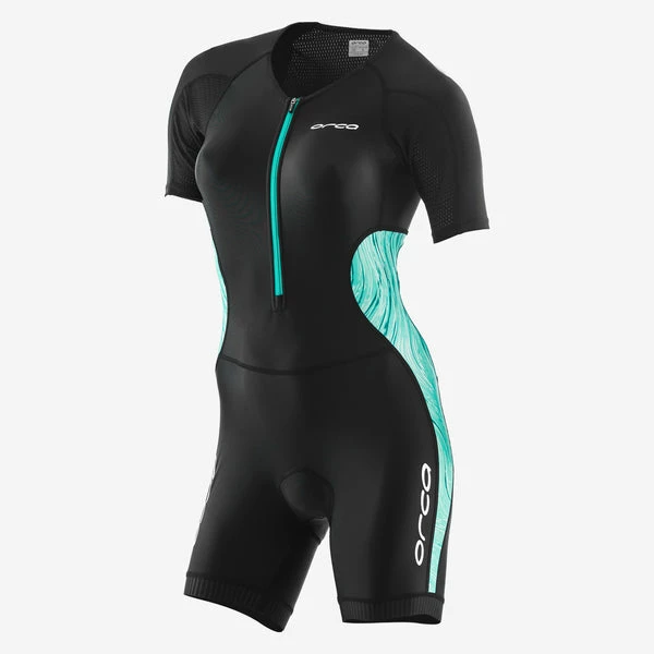 Orca - Womens Trisuit Core Short Sleeved Racesuit Black/Green 3 Orca - Womens Trisuit Core Short Sleeved Racesuit Black/Green
